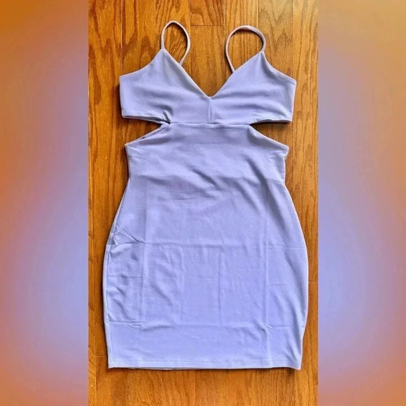 NWT Susana Monaco Cutout Side String Thin Strap Mini Dress Provence Purple, L - Picture 2 of 12